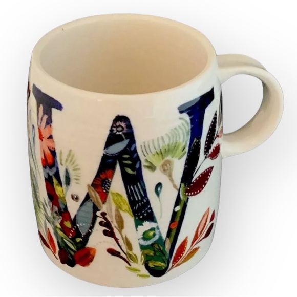 NWOT Anthropologie Monogram Alphabet letter W Starla Halfmann Petal Palette Mug - Picture 1 of 5